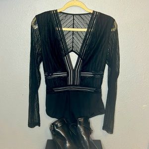 Deep plunge lace bodysuit sexy